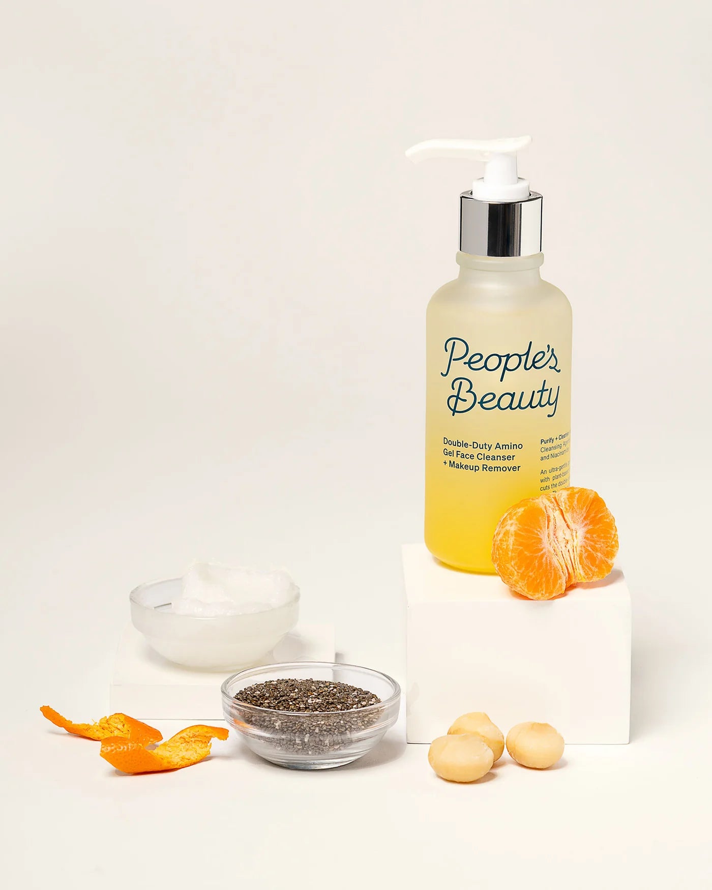 Step 1: Double-Duty Amino Gel Face Cleanser + Makeup Remover